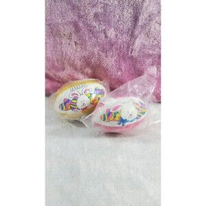 2 pcs Oriental Trading Pink Yellow Small Rabbit Easter Bunny Football